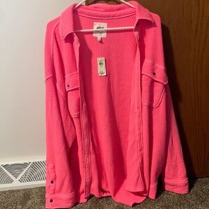 Hot Pink Aerie Waffle Knit Shacket